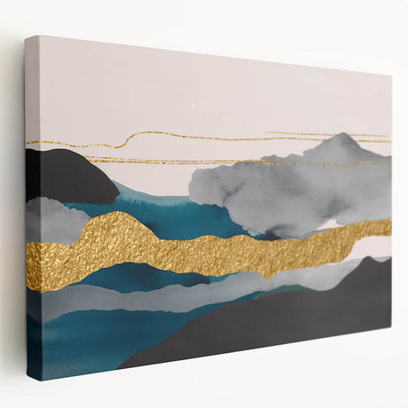Abstract strokes and lines design on stretched canvas wall art, showcasing vibrant colors and unique patterns, ideal for modern decor.
