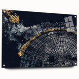 Abstract strokes and lines design wall art collection displayed in a side view, showcasing vibrant colors and modern acrylic glass finish, perfect for contemporary decor.