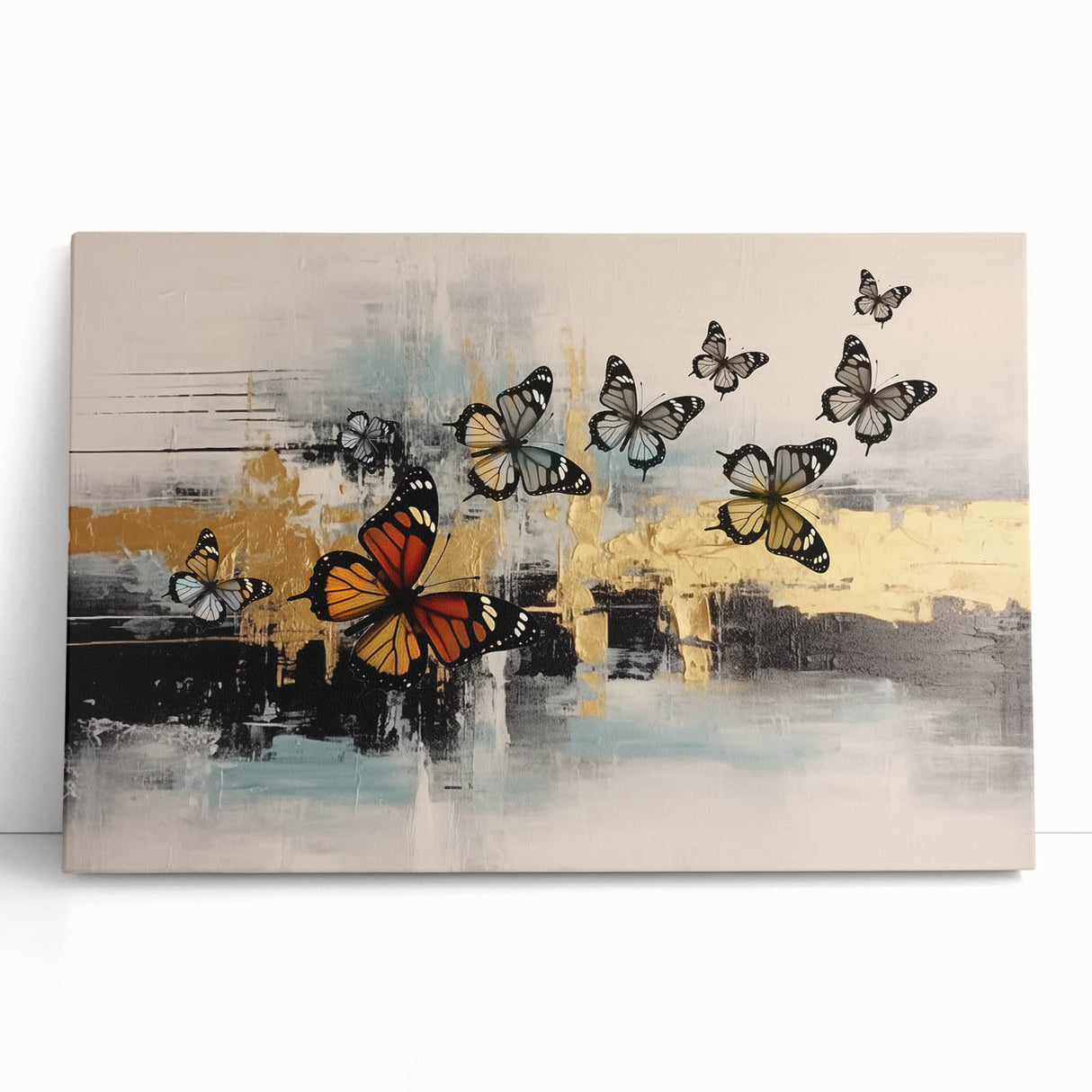 Colorful abstract canvas wall art showcasing dynamic strokes and lines in vibrant hues, perfect for modern home decor or office spaces.
