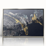 Framed abstract wall art featuring elegant strokes and lines in silver tones, ideal for modern home decor. The artwork adds a contemporary touch to any room.