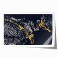 Abstract wall art print showcasing vibrant strokes and geometric lines in blue, orange, and yellow hues, ideal for modern interior decor and artistic expressions.