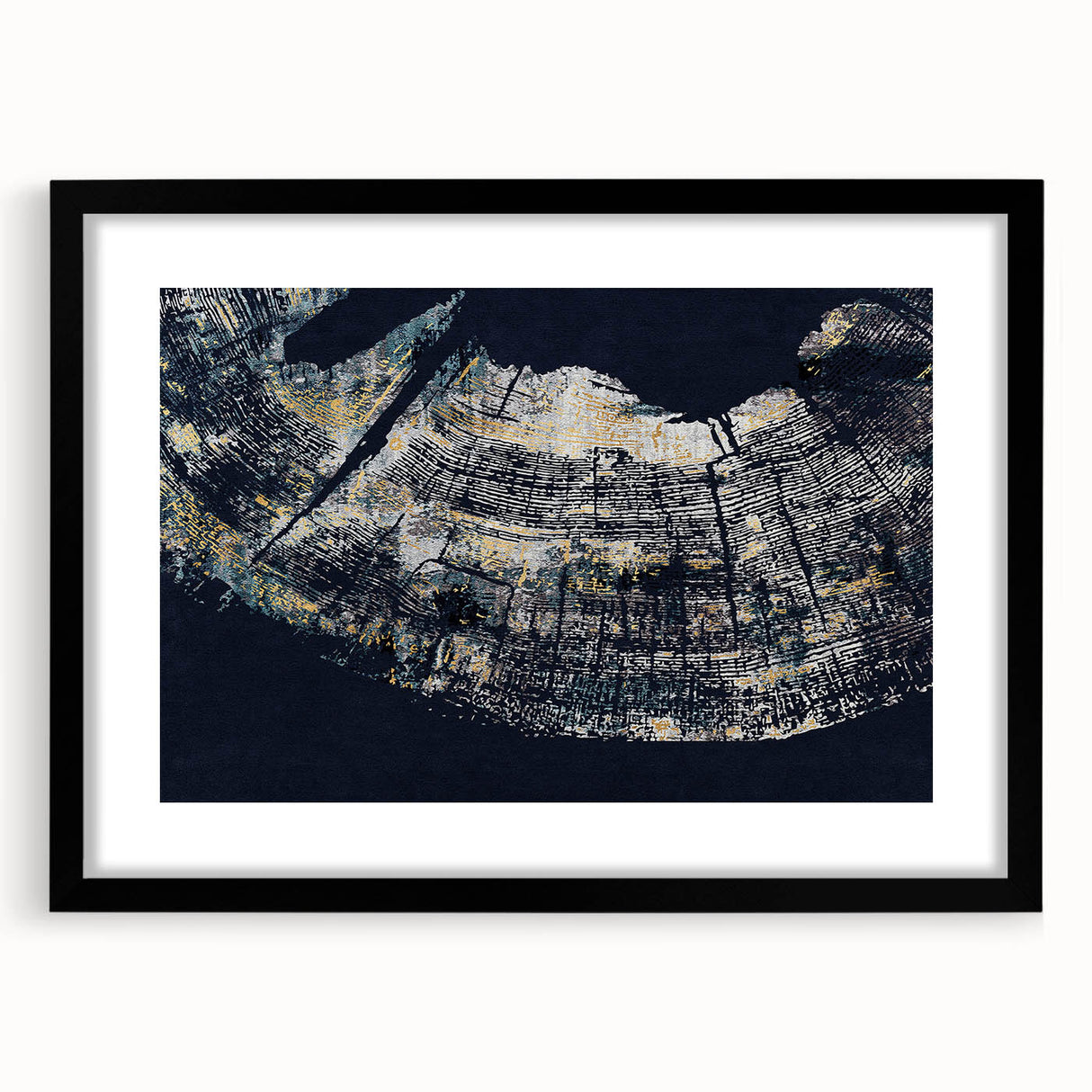 Abstract wall art print featuring a collection of vibrant strokes and lines in a modern design, framed with a black mat, perfect for home decor enhancement.