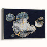 Framed canvas wall art featuring an abstract design of strokes and lines in silver tones, showcasing a modern aesthetic perfect for contemporary decor.