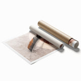 Colorful abstract strokes and lines design on rolled wall art print, showcasing vibrant hues and dynamic patterns, perfect for modern decor.