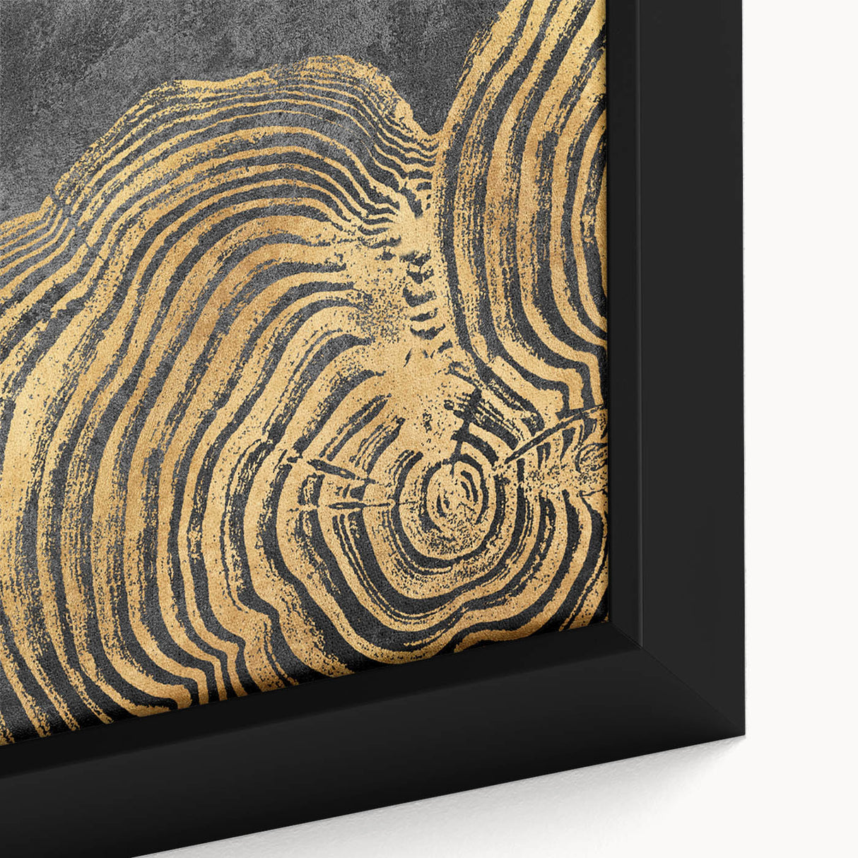 Close-up of an abstract wall art piece featuring vibrant strokes and lines in bold colors, framed for modern decor, enhancing any space.