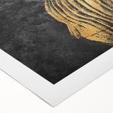 Abstract wall art print showcasing vibrant strokes and lines in blue, yellow, and orange hues on rolled canvas, ideal for modern decor.