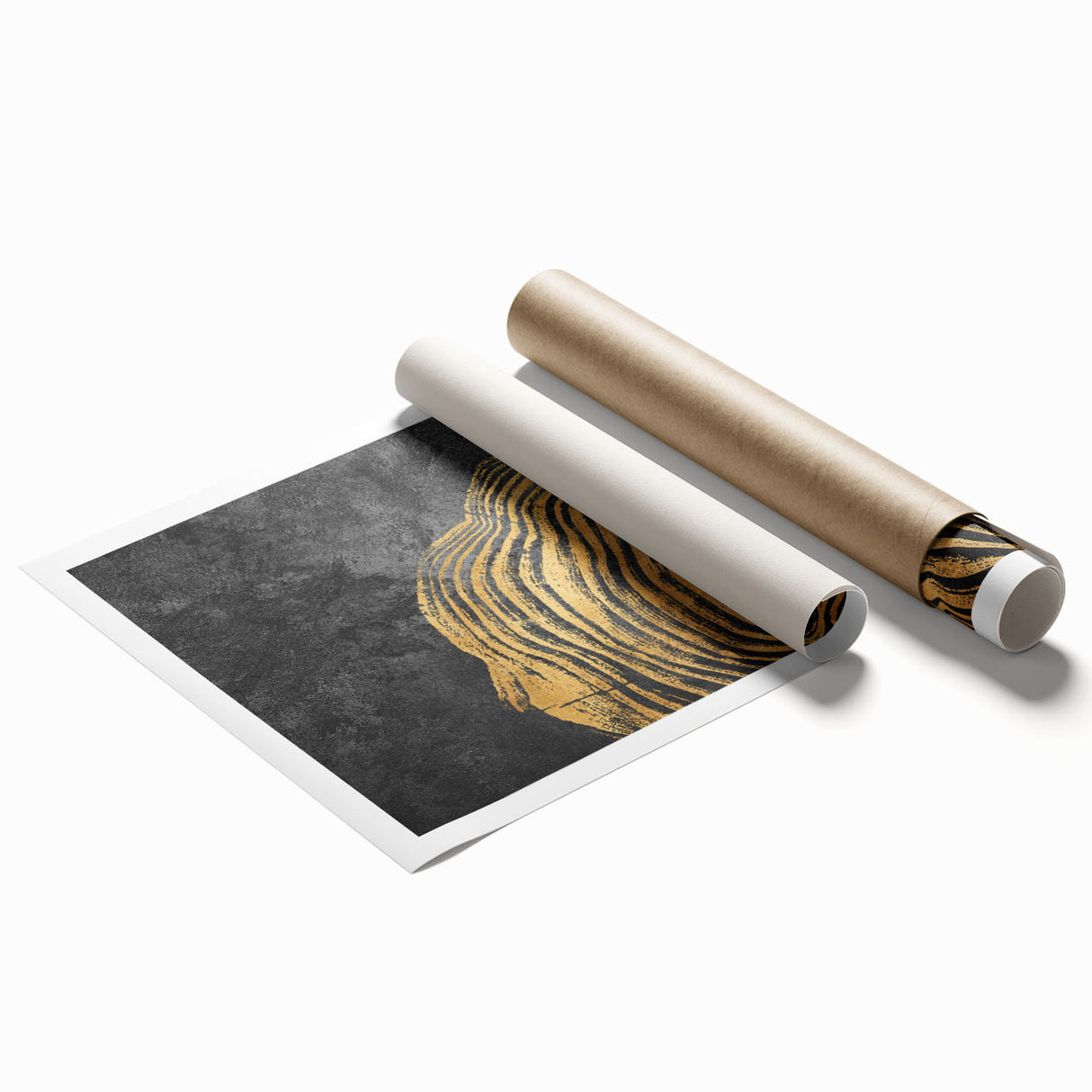 Abstract wall art print showcasing dynamic strokes and lines in vibrant colors, designed for modern decor, rolled for easy display.