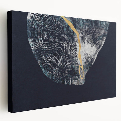 Abstract wall art featuring colorful strokes and lines on a stretched canvas, showcasing a modern design in a side view, ideal for contemporary decor.