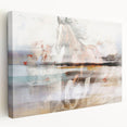 Abstract wall art canvas showcasing colorful strokes and lines in a modern design, featuring a side view that highlights the depth and texture of the stretched canvas.