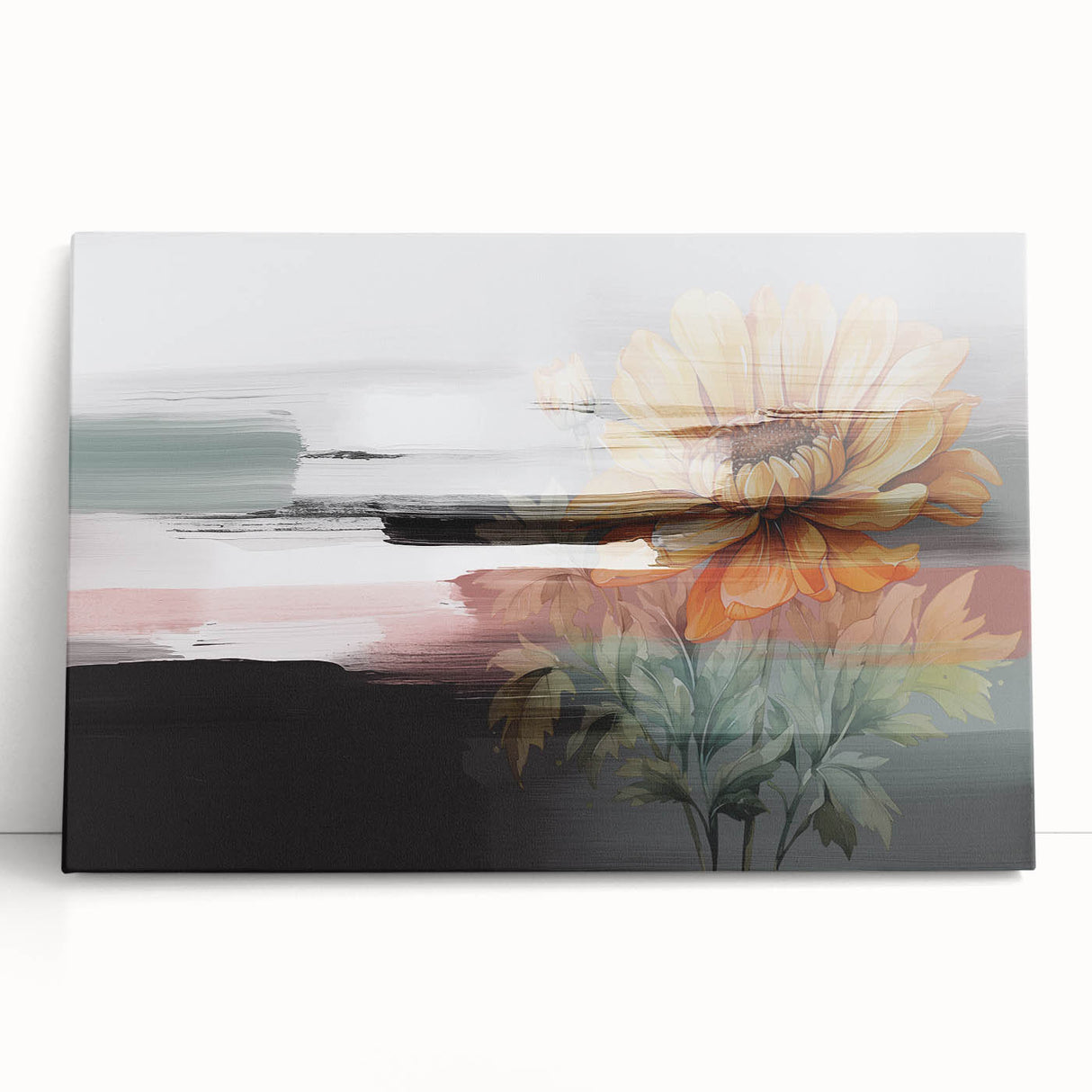 Abstract wall art featuring colorful strokes and lines on a stretched canvas, ideal for modern decor, showcasing vibrant hues and dynamic patterns.