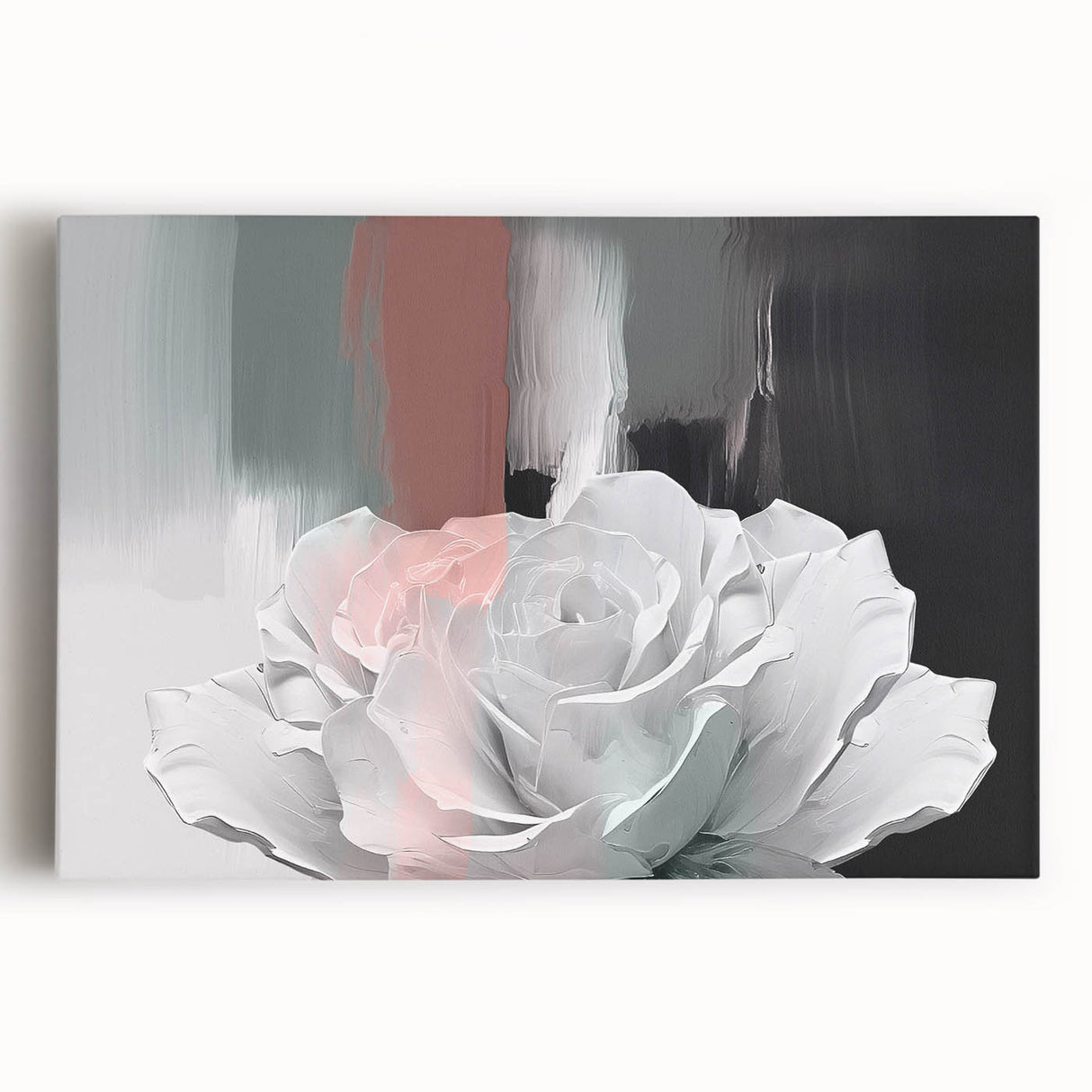 Abstract wall art design showcasing colorful strokes and lines on stretched canvas, perfect for modern interiors and artistic decor.