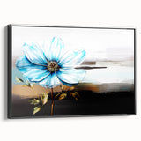 Framed wall art featuring an abstract design of colorful strokes and lines on canvas, with a sleek black frame showcasing modern aesthetic.