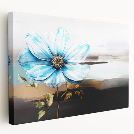 Stretched canvas art showcasing an abstract design of colorful strokes and lines, ideal for modern home decor, viewed from the side.