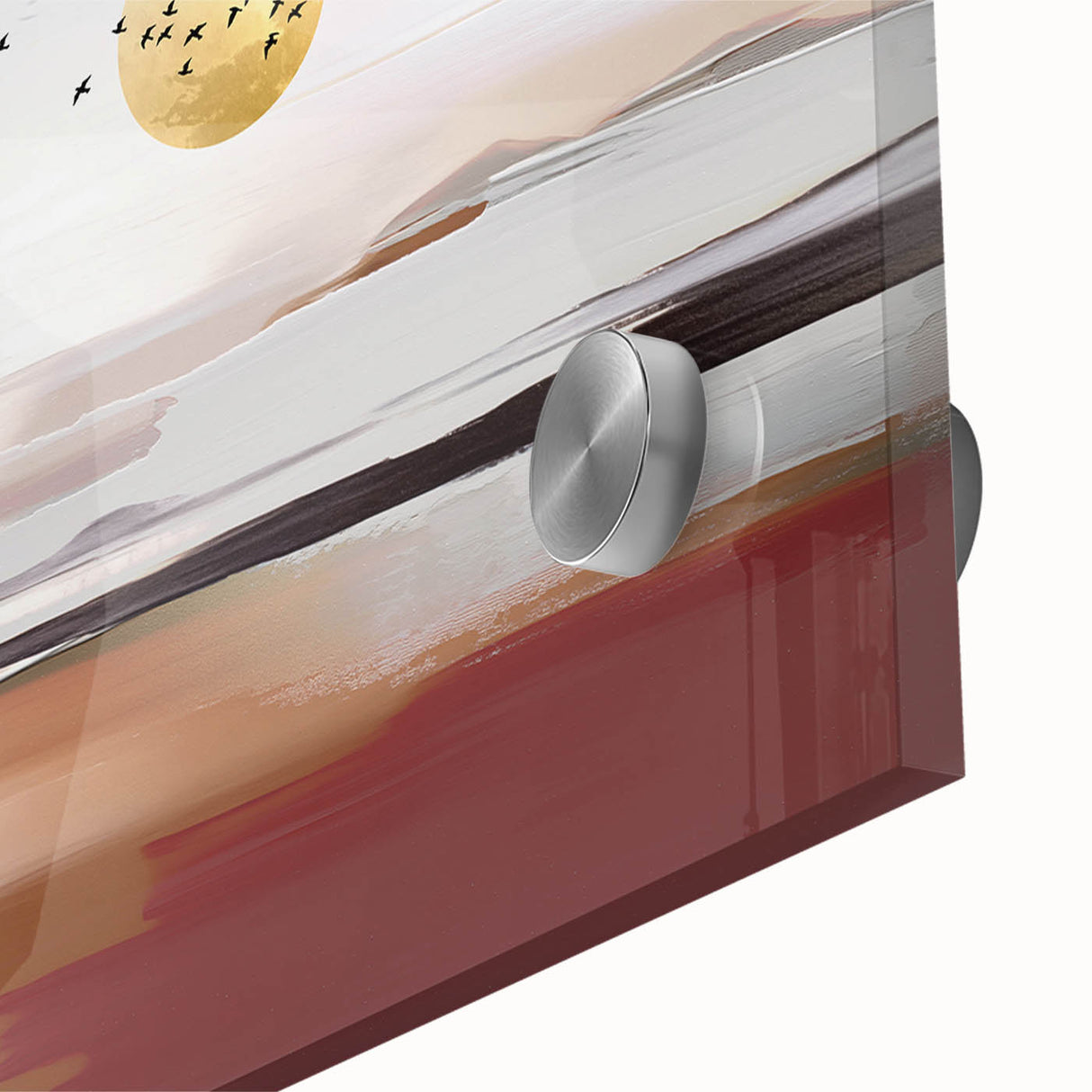 Close-up of an abstract strokes and lines wall art design on acrylic glass, showcasing vibrant colors and fluid patterns for modern decor.
