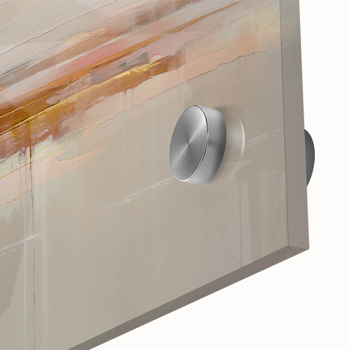 Close-up of an abstract wall art design showcasing colorful strokes and lines on acrylic glass, ideal for modern home decor.