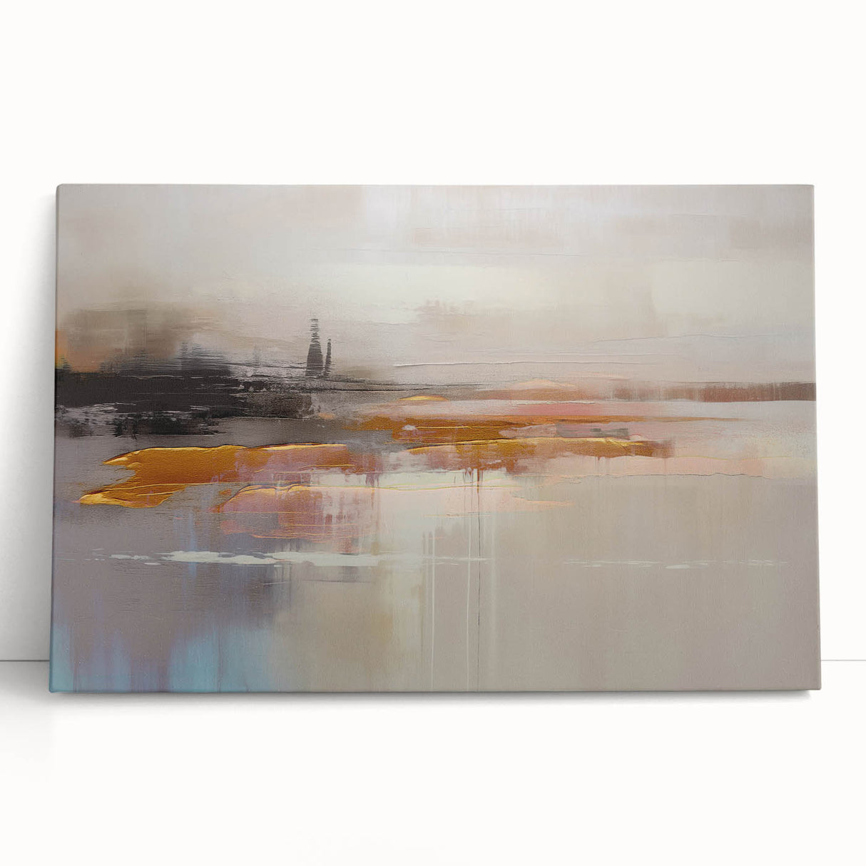 Abstract wall art featuring vibrant strokes and lines, showcasing a modern design in a stretched canvas format with a minimalist aesthetic.