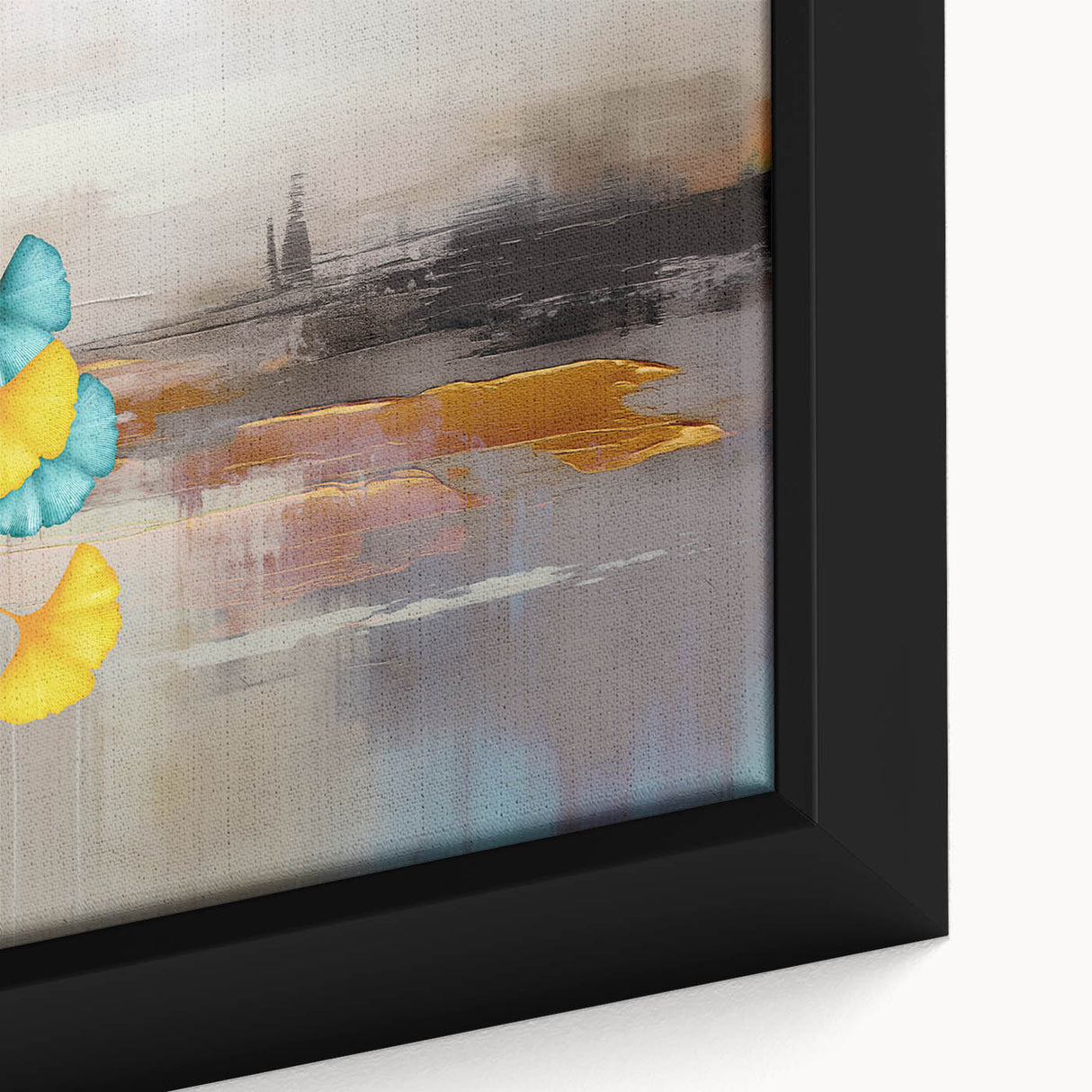 Framed abstract wall art showcasing vibrant strokes and lines in bold colors, perfect for modern decor and adding artistic flair to any space.