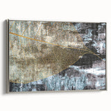 Framed canvas wall art showcasing an abstract design of strokes and lines in silver tones, perfect for modern decor. Ideal for enhancing living spaces with elegance and style.