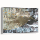 Framed canvas wall art showcasing an abstract design with colorful strokes and lines, set against a white background, highlighting modern decor aesthetics. Ideal for enhancing contemporary interiors.