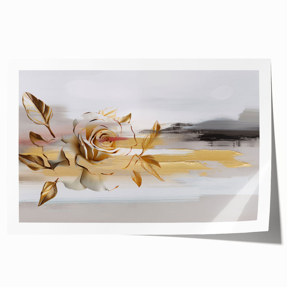 Abstract wall art print showcasing vibrant strokes and lines in bold colors, ideal for modern decor, rolled for easy framing and display.