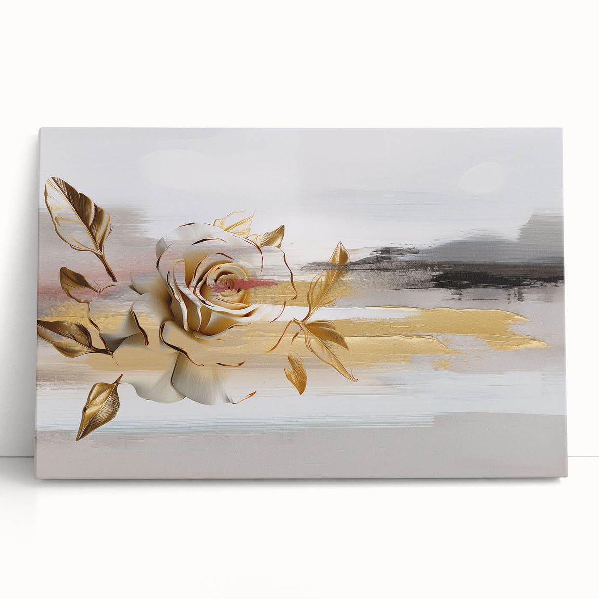 Abstract wall art featuring vibrant strokes and lines in hues of blue, yellow, and red on stretched canvas, perfect for modern decor.
