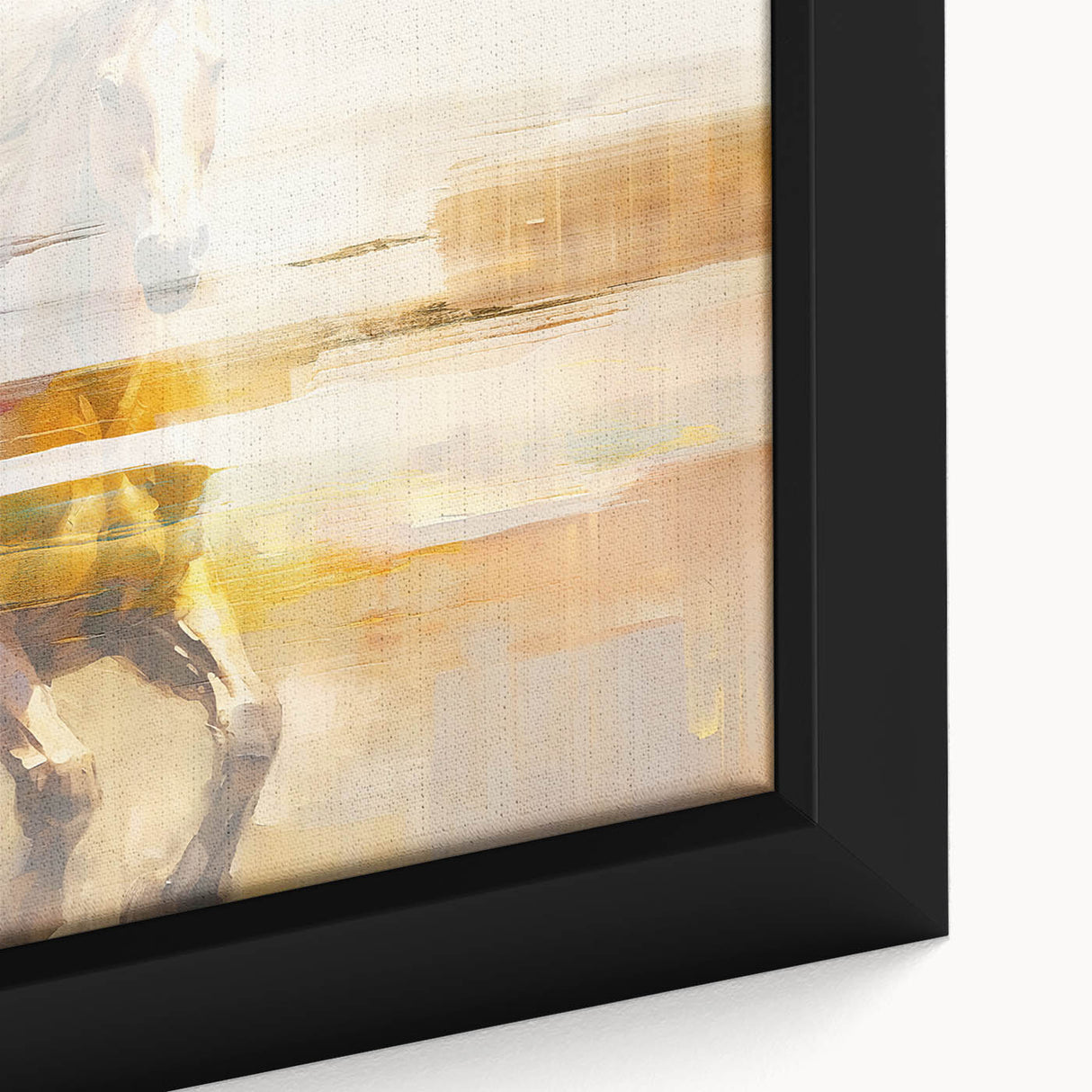 Close-up of a framed abstract wall art piece showcasing colorful strokes and lines, emphasizing texture and modern design for contemporary decor.
