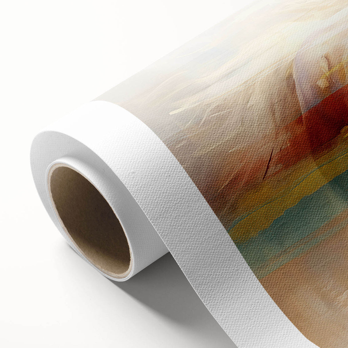 Abstract strokes and lines design on rolled canvas wall art, showcasing vibrant colors and fluid patterns, perfect for modern decor.