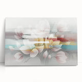 Abstract wall art featuring colorful strokes and lines on stretched canvas, showcasing vibrant hues and a modern design aesthetic, perfect for home decor.