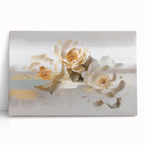 Abstract wall art featuring vibrant strokes and lines in shades of blue, yellow, and red, elegantly displayed as stretched canvas for modern decor.