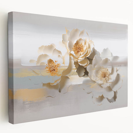 Abstract wall art featuring colorful strokes and lines on stretched canvas, showcasing a modern design in a side view, ideal for contemporary decor.