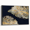 Framed wall art featuring an abstract design of colorful strokes and lines, displayed from a side view with a sleek black frame, perfect for modern decor.