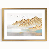 Abstract strokes and lines design wall art piece in a gold frame with a mat, showcasing vibrant colors and modern aesthetic for decor.