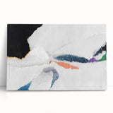 Abstract wall art featuring vibrant strokes and lines in bold colors, designed on stretched canvas, perfect for modern home decor.