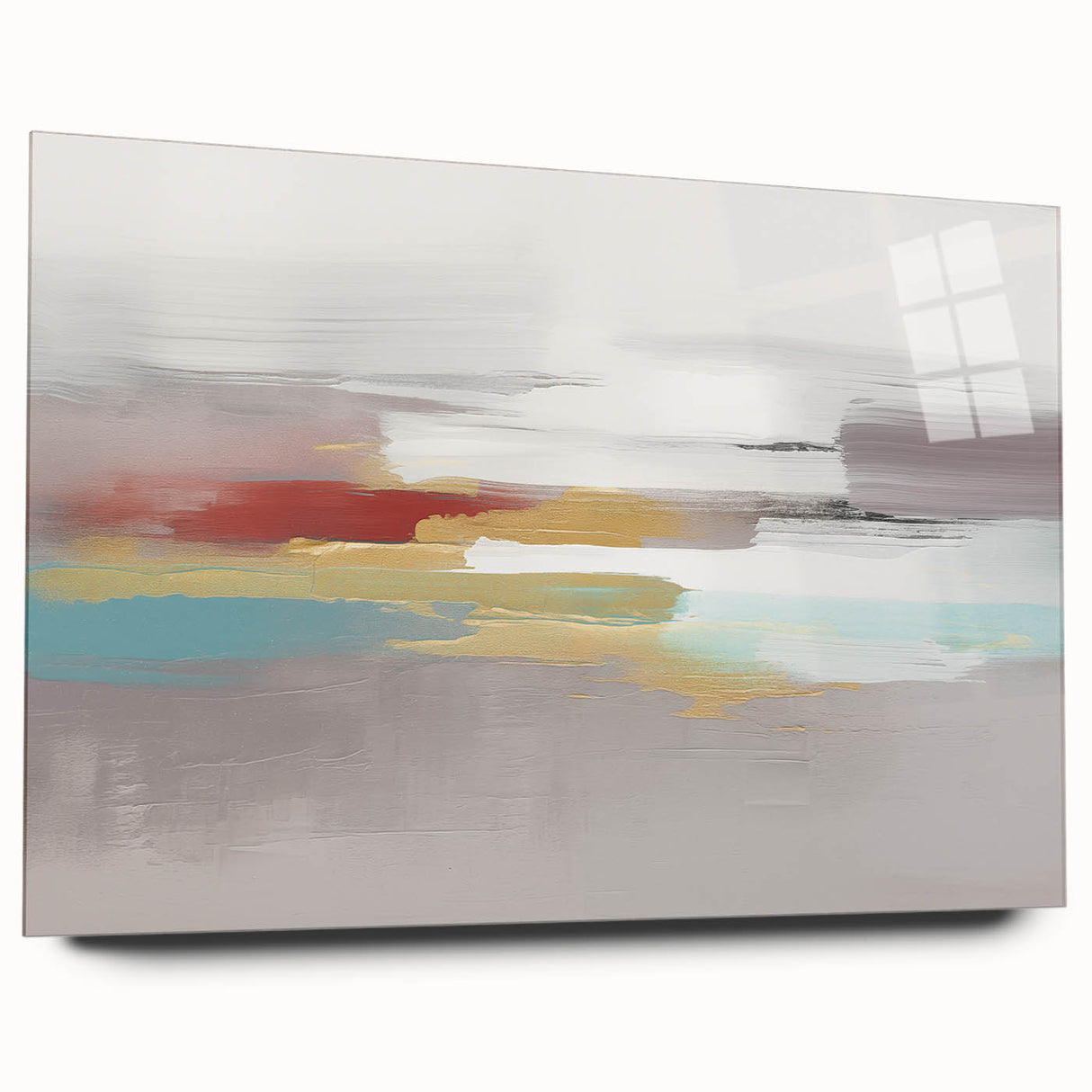 Abstract wall art design featuring colorful strokes and lines on acrylic glass, showcasing a modern aesthetic perfect for contemporary decor.