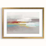Abstract strokes and lines wall art framed in gold, showcasing a modern design with elegant colors and textures, perfect for contemporary decor.