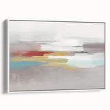 Framed abstract wall art showcasing vibrant strokes and lines in a modern design, featuring a white frame for a contemporary look.