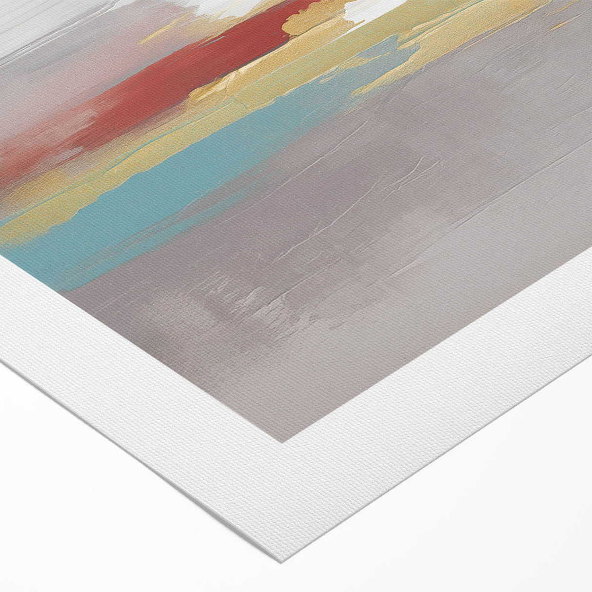 Abstract wall art design showcasing vibrant strokes and lines in bold colors, ideal for modern decor, printed on high-quality rolled canvas.