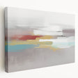 Abstract wall art design showcasing vibrant strokes and lines in a stretched canvas format, perfect for modern home decor.