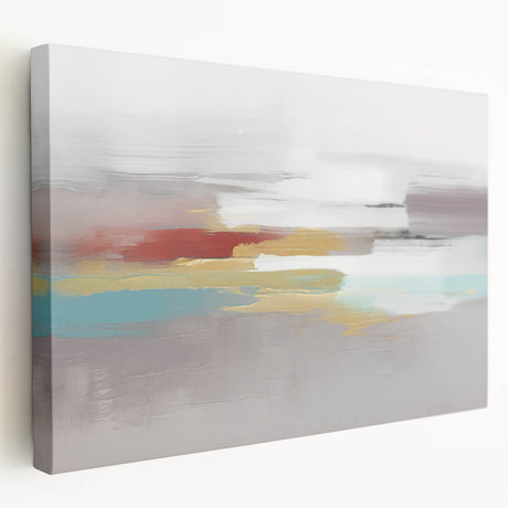 Abstract wall art design showcasing vibrant strokes and lines in a stretched canvas format, perfect for modern home decor.