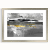 Abstract strokes and lines design wall art in a sleek silver frame with mat, showcasing modern aesthetics and vibrant colors for home decor.