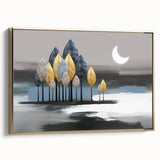 Framed wall art of abstract strokes and lines in gold and neutral tones, showcasing a modern design perfect for contemporary decor.