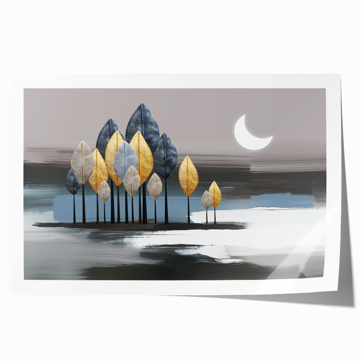 Colorful abstract strokes and lines design on a rolled canvas print, showcasing vibrant hues and a modern art style, ideal for contemporary decor.