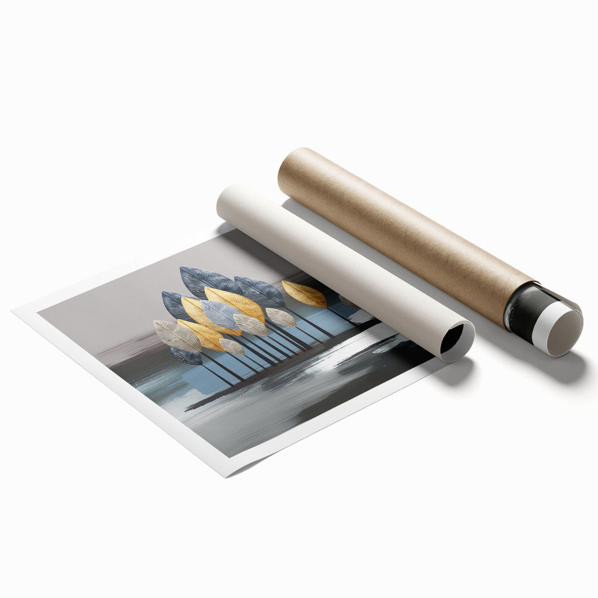 Abstract wall art print showcasing vibrant strokes and lines in bold colors, designed for interior decor, rolled for easy framing.