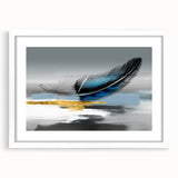 Abstract strokes and lines wall art design displayed in a sleek white frame with a mat, adding a modern touch to any decor.