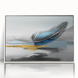 Framed wall art featuring an abstract design of colorful strokes and lines on a white background, perfect for modern home decor.