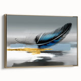 Framed abstract wall art featuring gold strokes and lines on a textured canvas, showcasing a modern design ideal for stylish home decor.