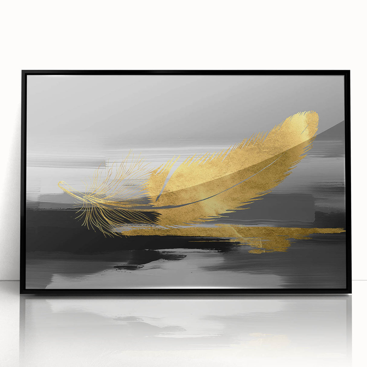 Framed abstract wall art showcasing vibrant strokes and lines in black and white, perfect for modern home decor or office spaces.