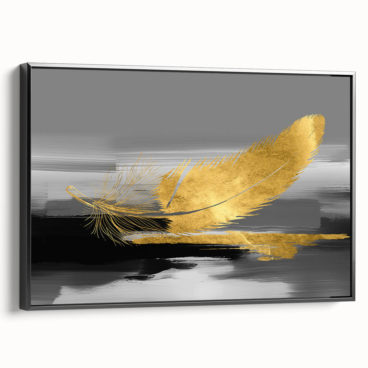 Framed canvas wall art showcasing an abstract design of colorful strokes and lines with a sleek black frame, perfect for modern decor.