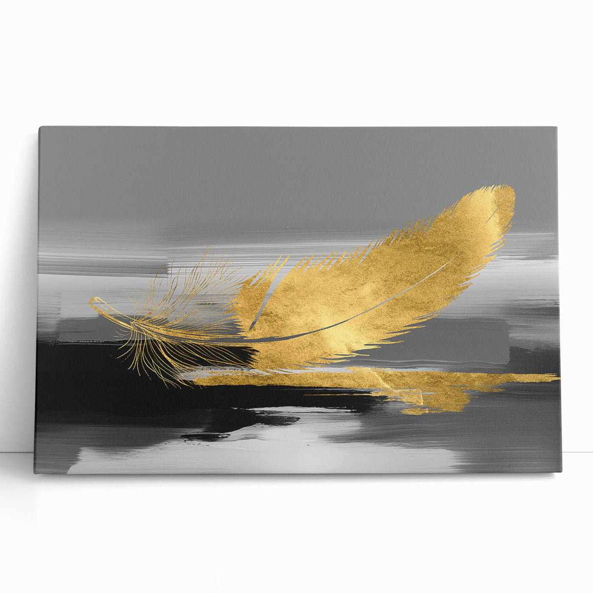 Abstract wall art featuring vibrant strokes and lines in shades of blue, orange, and yellow, elegantly stretched on canvas, perfect for modern decor.
