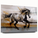 Abstract strokes and lines art piece displayed in acrylic glass, showcasing a modern design with vibrant colors and fluid shapes, ideal for contemporary decor.